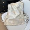 2025 Vintage Vest Women's Spring Satin Jacquard Crew Neck Sleeveless Vest Top