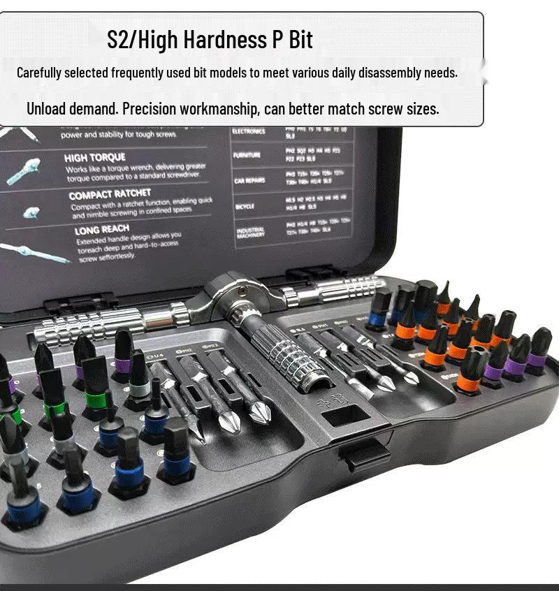 40-in-1 Multifunctional Magnetic Ratchet Screwdriver Set with High Hardness