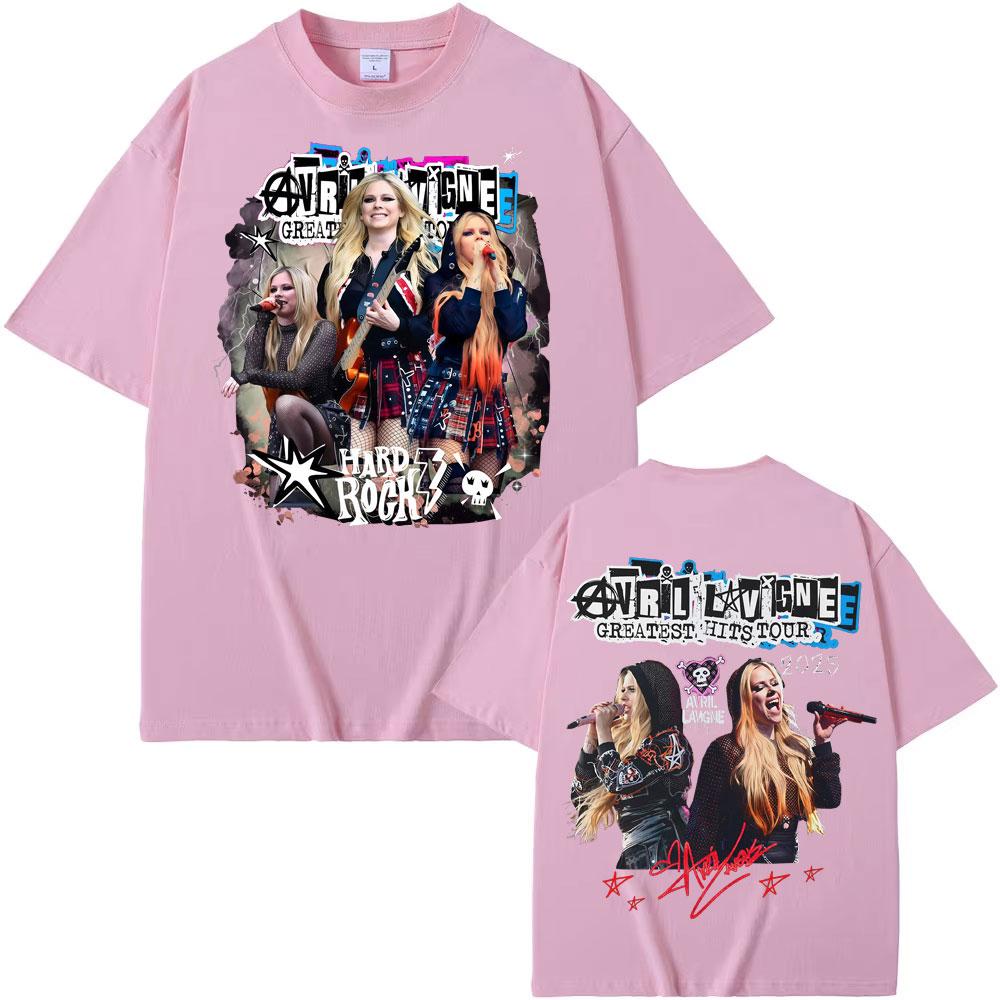 Sängerin Avril Lavigne Greatest Hits Tour 2025 Konzert T-Shirts Unisex Damen Vintage 90er Hip Hop T-Shirt Sommer Rundhals Baumwolle T-Shirt