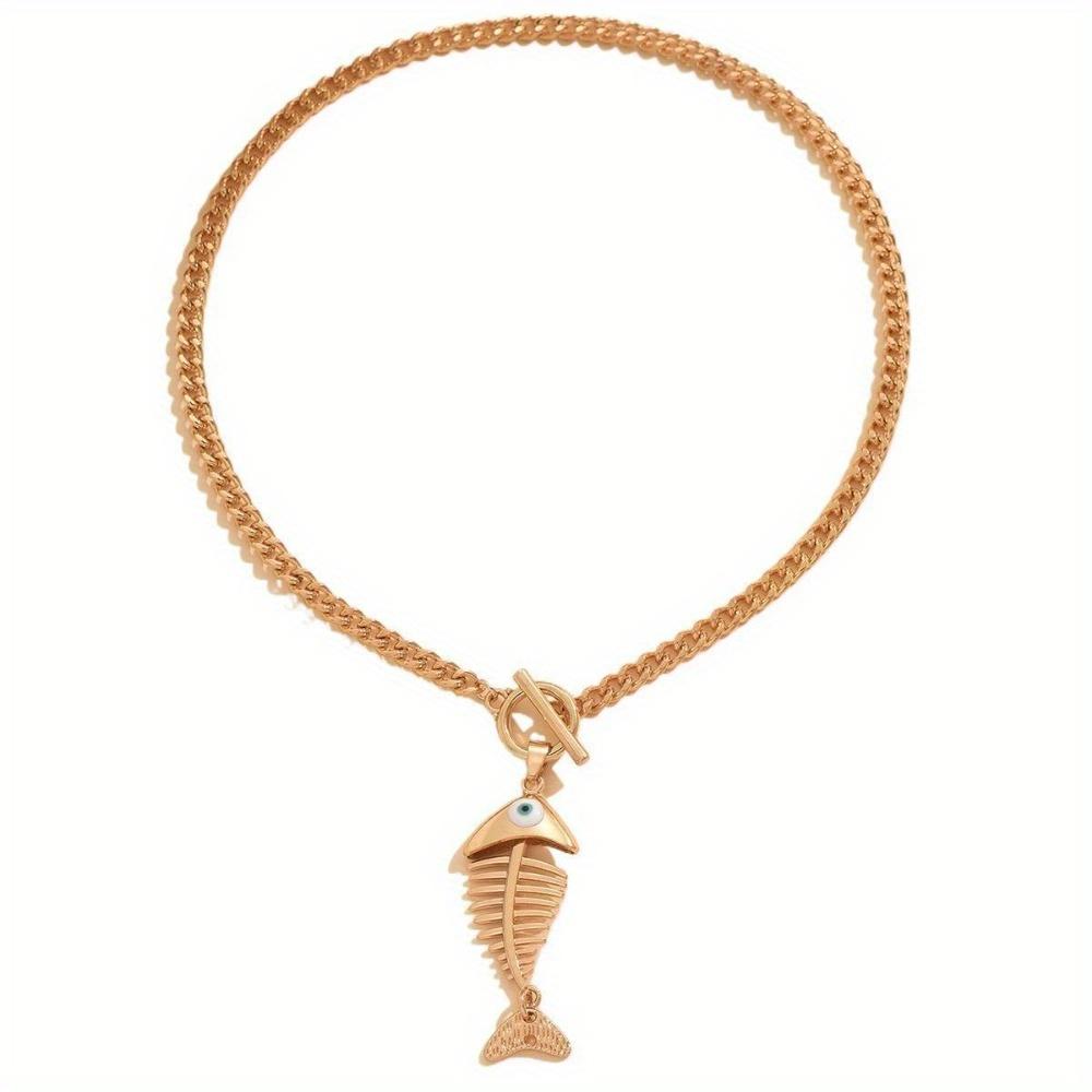 Bohemian Fishbone Pendant Necklace, Gold Collarbone Chain, Exquisite Fishbone Design, A Versatile Layered Jewelry Suitable for Casual and Formal Wear.