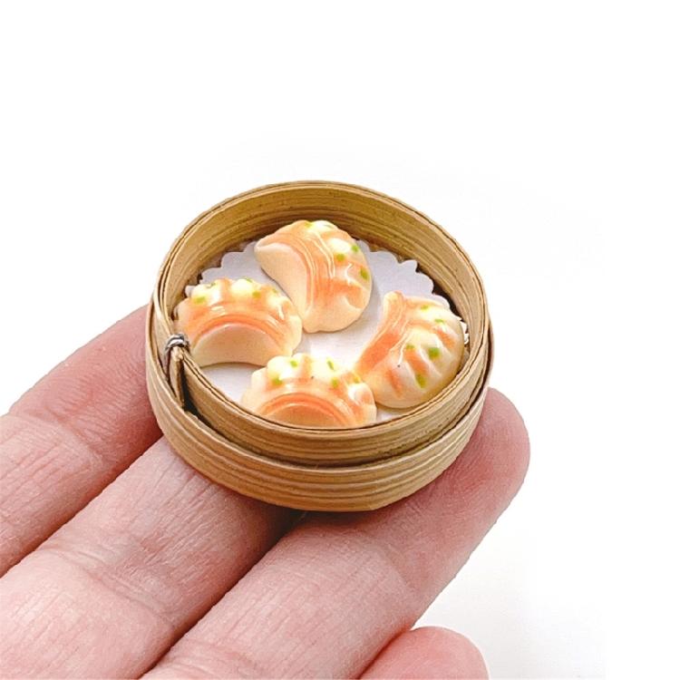 Detailed Miniature Steamer Buns Dumplings Set 1/12 Scale Doll House Realistic Kitchen Restaurant Scene Display Decors