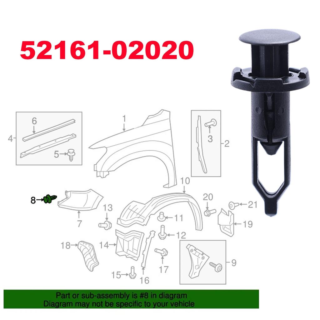 Auto Bumper Retainer Clips Plastic Push Type Fasteners Clips FOR Toyota Lexus 52161-16010  52161-02020