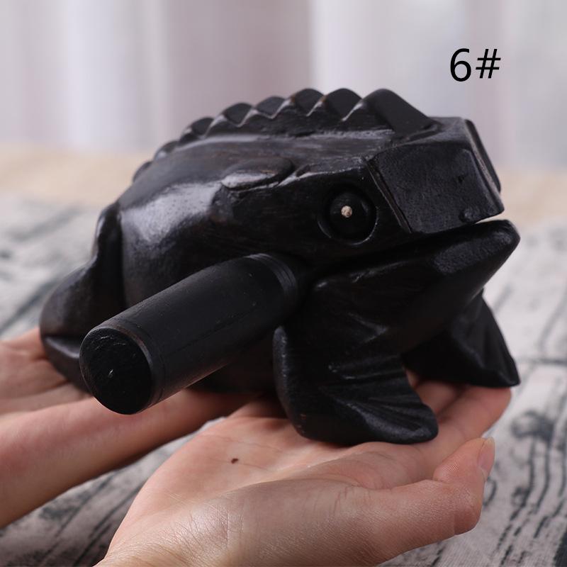 Thailand Hand-carved Black Frog Feng Shui Lucky Crafts Home Office Decor Toad Wooden Ornaments Lucky Frog Musical Instrument