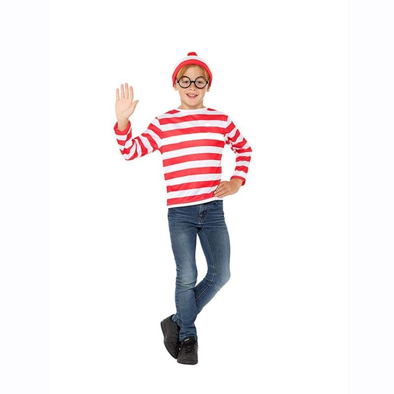 

Wheres Wally Striped Top Cosplay Costume Halloween Party Props Kids Gift Adults Kids,S