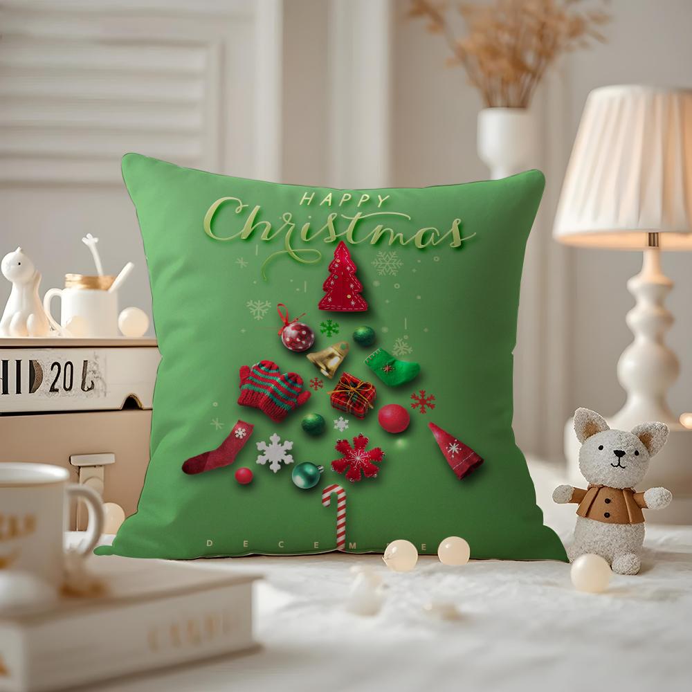 Christmas Tree Cushion Cover Pattern Printed Pillowcase For Living Room Sofa Cushion Cover & Bedroom Decor
