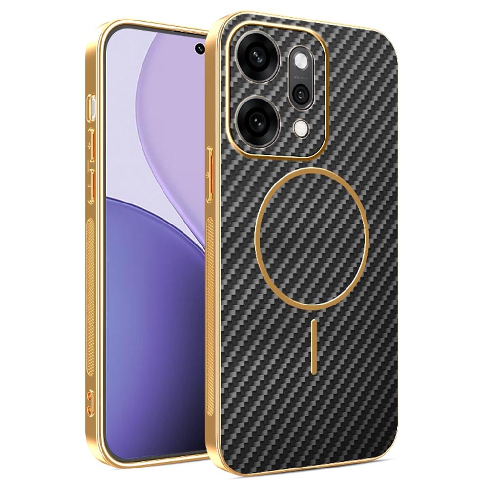 Pro Oppo Reno14 Pro 5G (Globální) Pouzdro Zadní kryt z TPU s texturou karbonových vláken a galvanickým pokovením