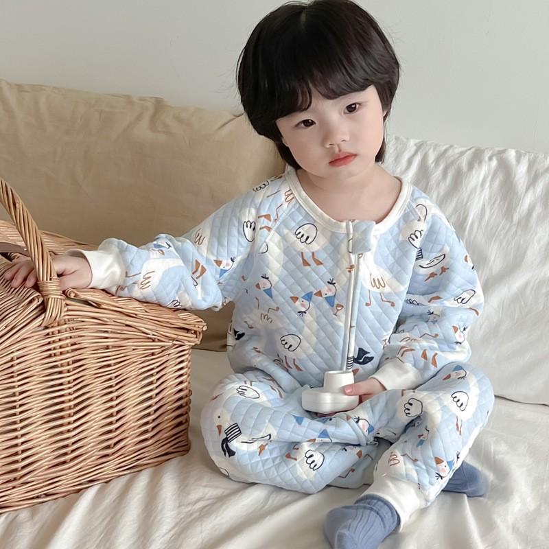 Winter Toddler Sleep Sack With Legs Cotton Pajamas Warm Thickened No-Seam Baby Sleepwear 1-3 Years