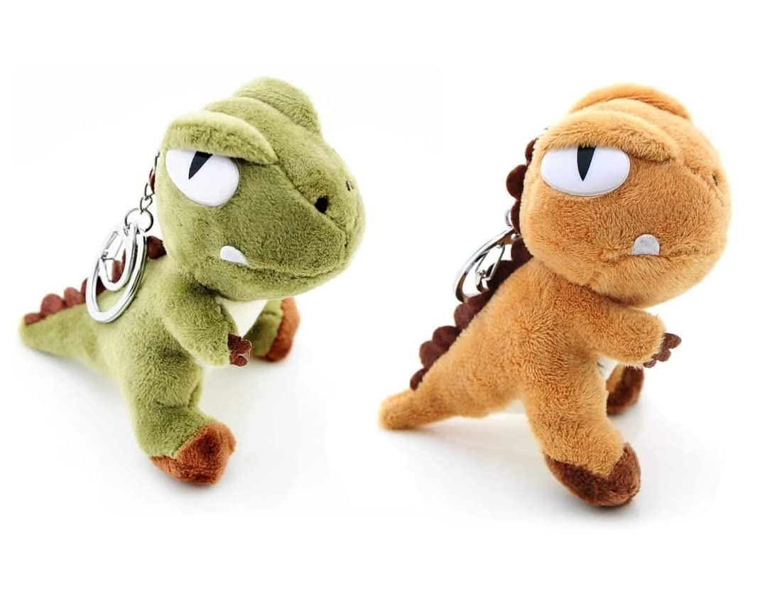 

Bethany Home Set of 2 Dinosaur Keychains, Cute Plush Bag Charms, Hanging Toys, Birthday Gifts, Back to School Gifts (Popular Green x 1 + Brown x 1)