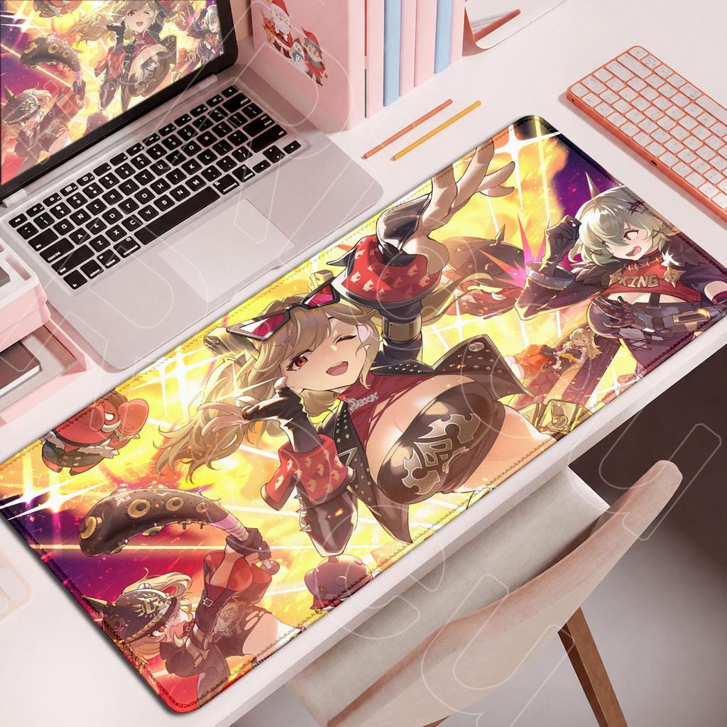 Kawaii Anime Mädchen Schreibtischteppich PC Gummi Zubehör Burnice Weiß Verriegelungskante Mauspads Heißes Spiel Zenless Zone Zero Tastaturmatte