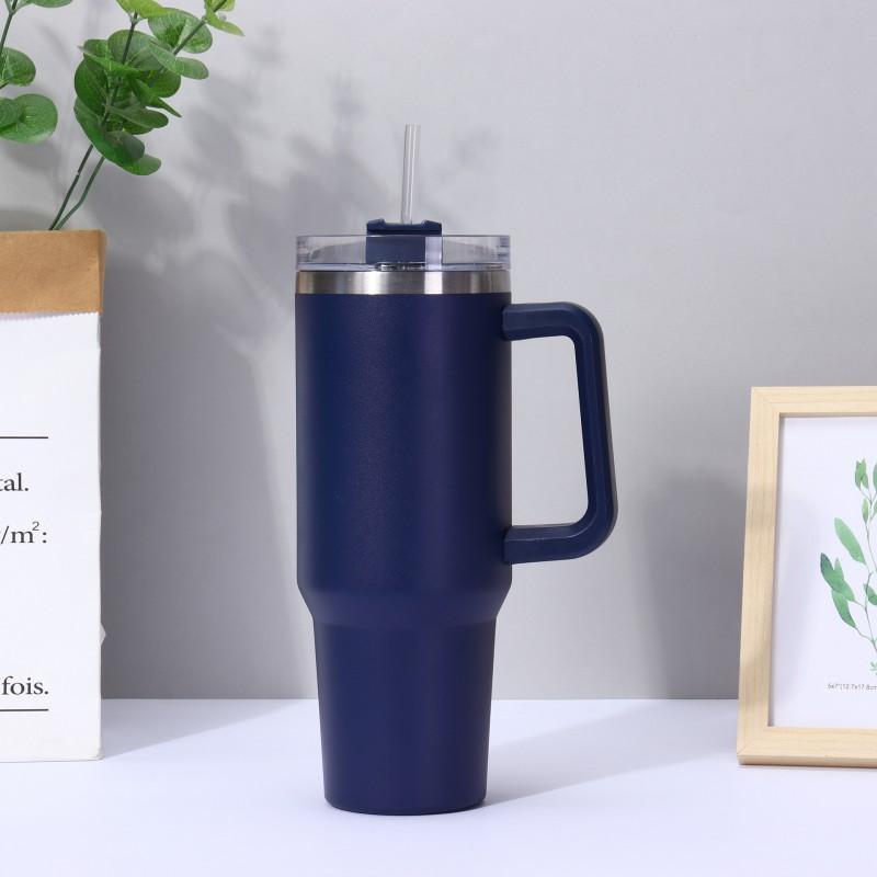 40oz Large Capacity Insulated Travel Mug With Handle Straw 304 Stainless Steel Vacuum Thermos Car Office Outdoor Use