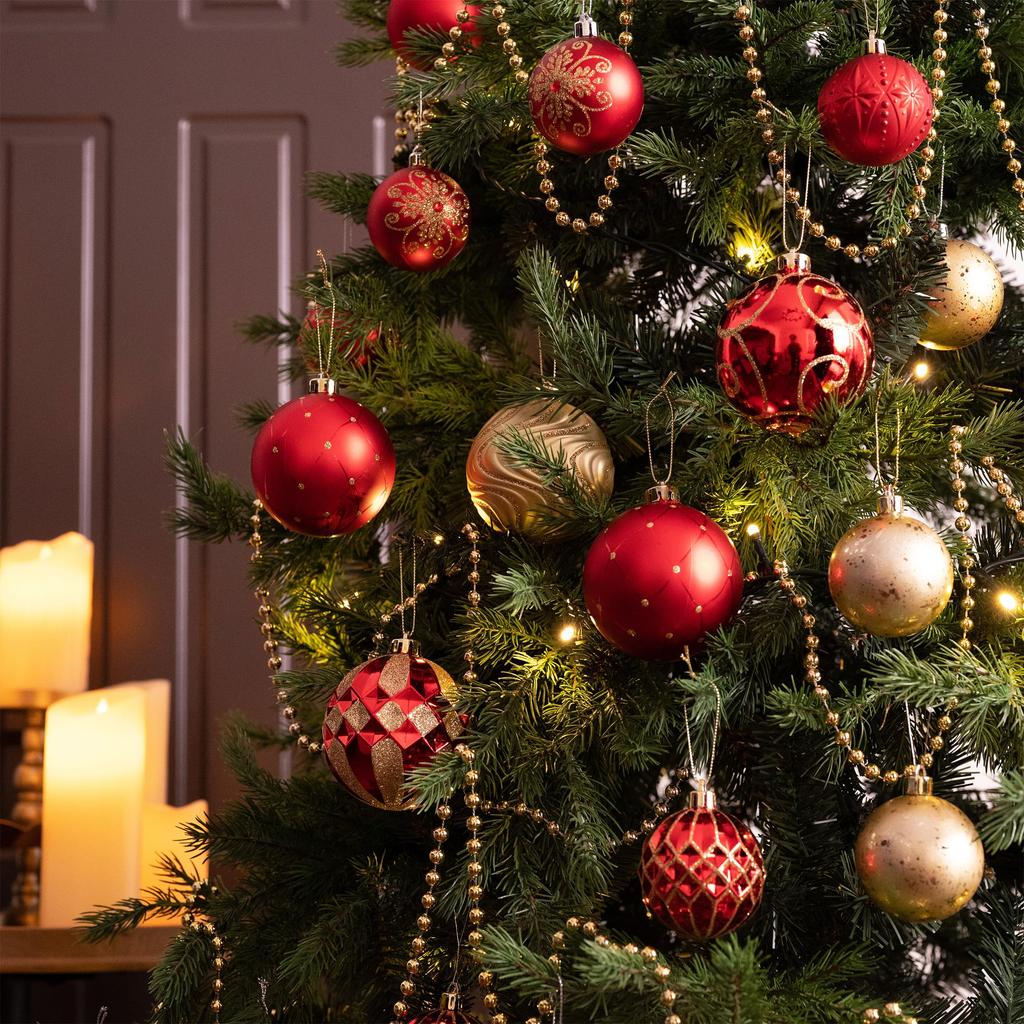 Valery Madelyn Christmas Christmas Set of Christmas Christmas Tree Christmas Gorgeous Christmas Ball Ornaments in Red and Gold Ornaments, Large,
