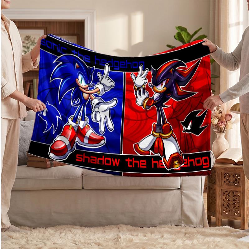 Sonic the Hedgehog Printed Flannel Blanket, Skin Friendly Warm Throw for Indoor Couch Bed Daily Use