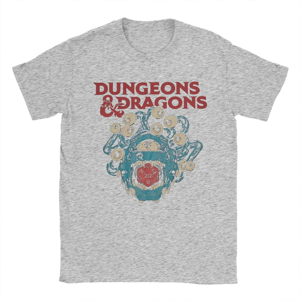Men's T-Shirts Dungeon Dragon DnD Vintage 100% Cotton Tee Shirt Short Sleeve T Shirts Crew Neck Short Sleeves Plus Size Loose