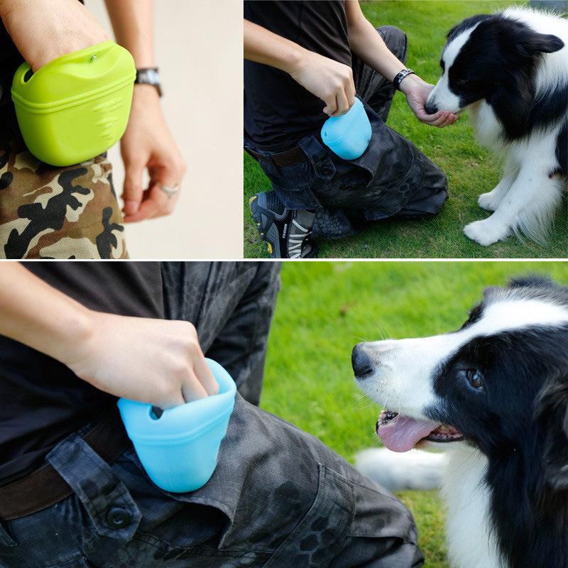 Waterproof Silicone Dog Treat Pouch - Outdoor Pet Training Waist Bag