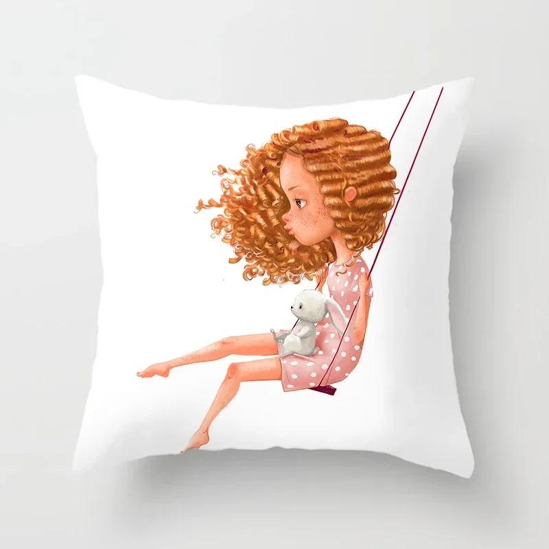 Cute Cartoon Panda Print Pattern Cushion Cover Pillow Cover Living Room Sofa Decoration Home