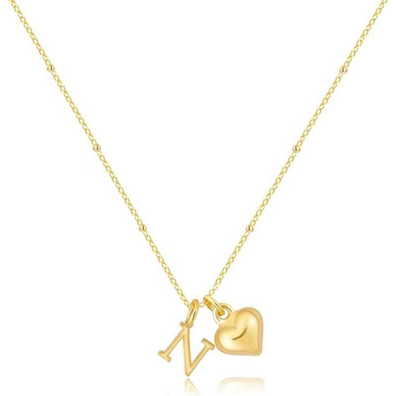 Fashion Luxurious Style 26 Letter Heart Necklace - Gold Plated - Simple and Versatile Women's Necklace