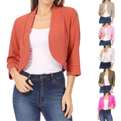 Women's Casual Solid Color Cardigan Top Solid Color Jacket Small  Suit