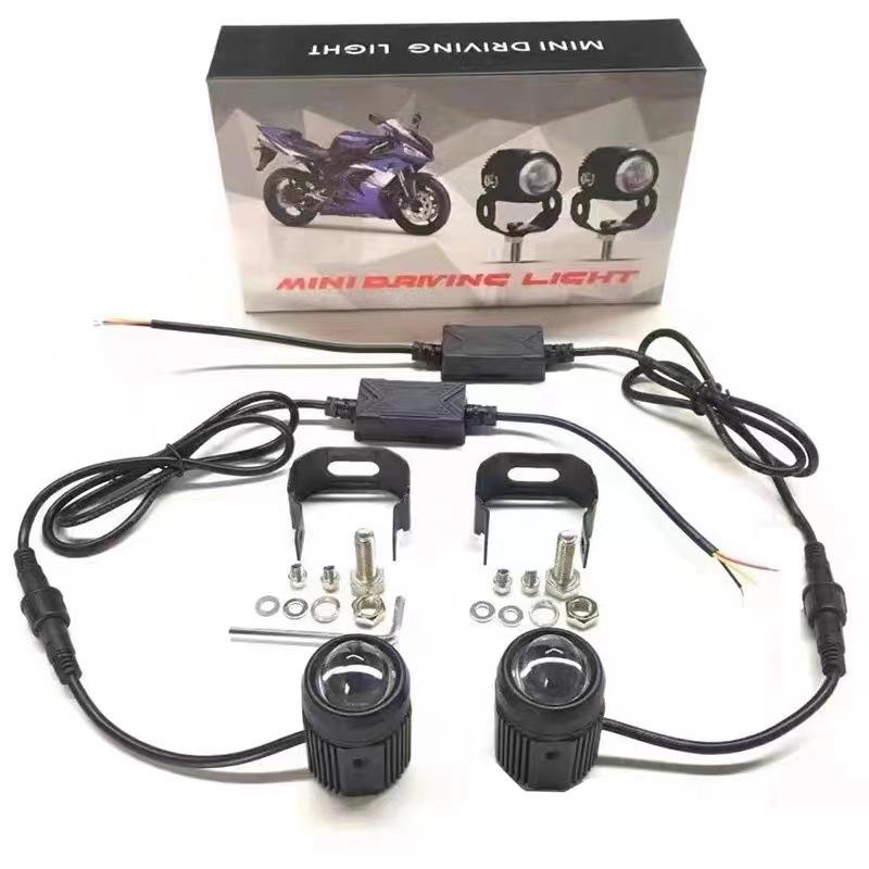 Motorcycle Dual LED Spotlight - Super Bright Steel Lens Headlight