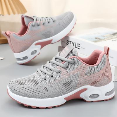 Schuhe Damen 2025 Sommer Neu Große Größe Freizeit Atmungsaktiv Schnürung Luftpolster Laufschuhe