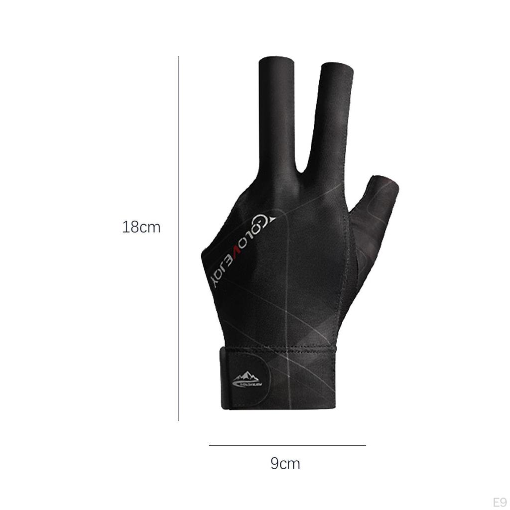 3 Fingers Gloves Pool Left Hand Snooker Indoor Game Anti Slip Elastic Breathable Professional