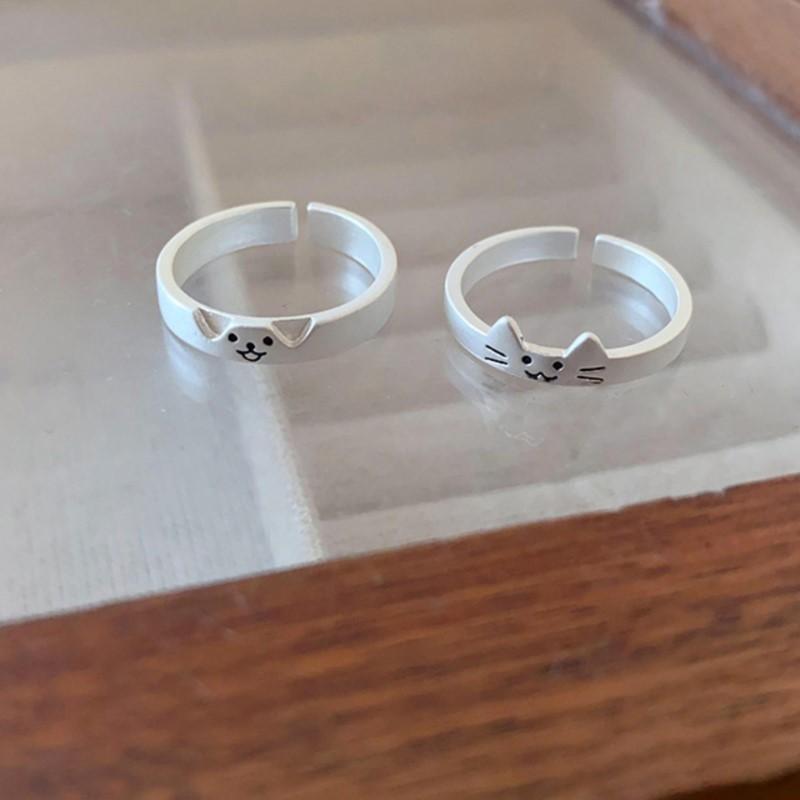 Cute Cat and Dog Animal Couple Ring for Women Men 2026 New Fashion Statement Lovers Rings Valentine's Day Party Jewelry Gifts