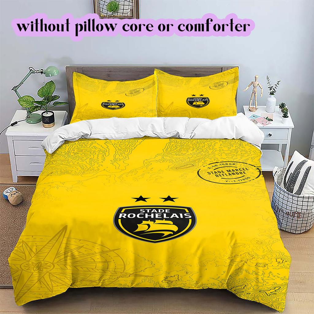 Stade Rochelais rugby Pattern Bedding,Quilt Set Quilt Cover Pillowcase Home Birthday Gift (1*duvet cover+2*pillowcase,without core)