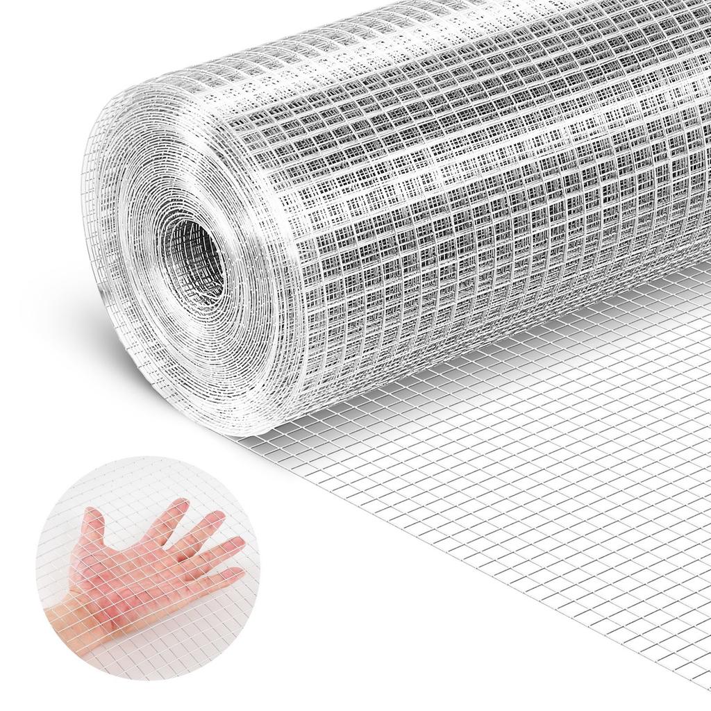 Hardware Cloth, 12.7 Mm 1 X 20 M 0.8 Mm Diameter Chicken Wire Fence, Hot-Dip Galvanized After Welding Metal Wire Mesh Roll, Garden Plant Welded