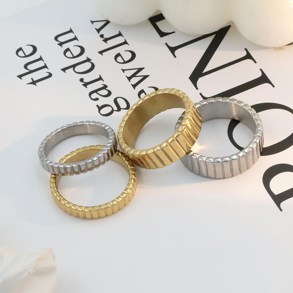 Jewelry Titanium Steel Gear Ring Women'S Non-Fading High-End 18K Gold Simple Ring