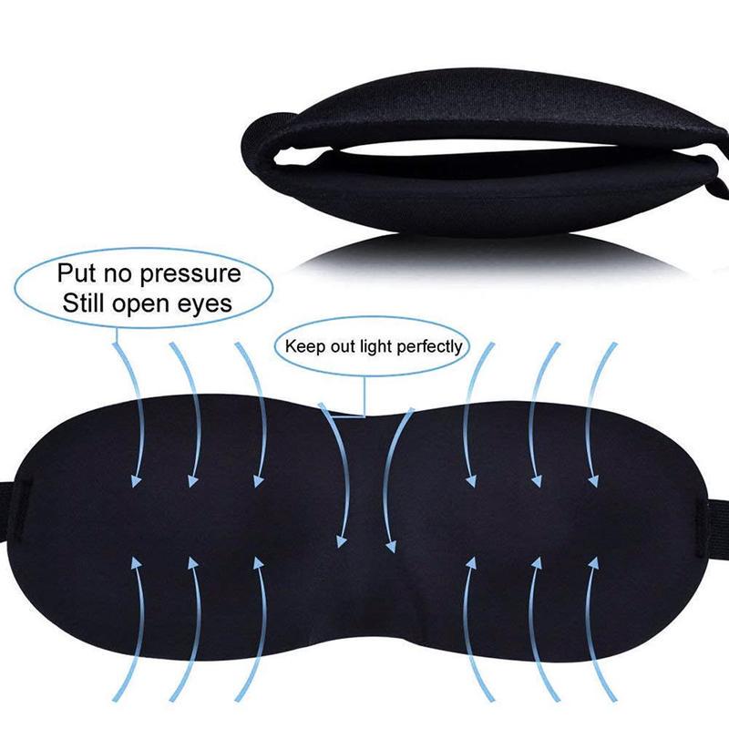 3D Contoured Sleep Eye Mask Soft Adjustable Breathable Zero-Pressure Light-Blocking Sleep Patch for Travel Office Yoga Insomnia
