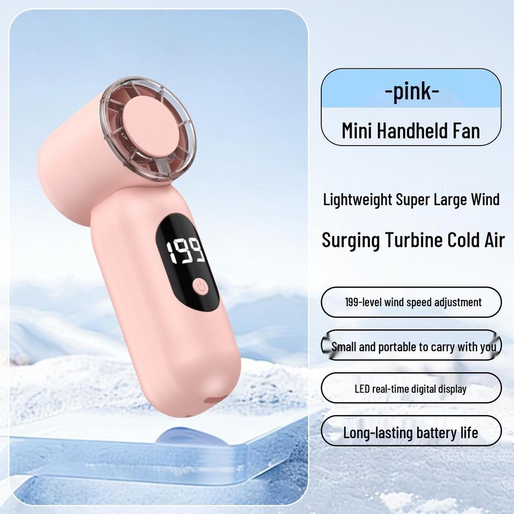 T55 Portable Mini Fan: 199-Speed High-Speed USB Rechargeable Handheld Electric Fan with Digital Display