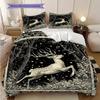 Deer Pattern Bedding Quilt Set Quilt Cover Pillowcase Home Decoration Birthday Gift (1 * Duvet Cover + 2 * Pillowcase, Without Core)