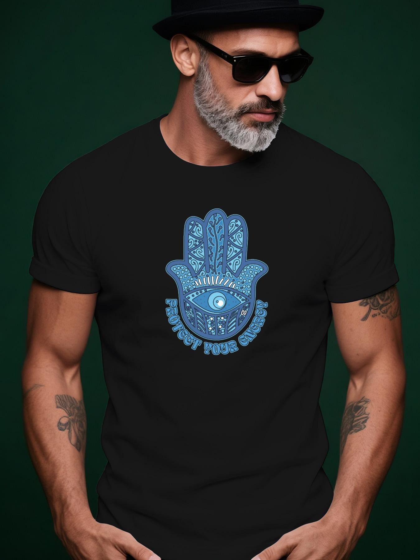 Palm Print Trendy Streetwear Summer Casual Round Neck Sho... M