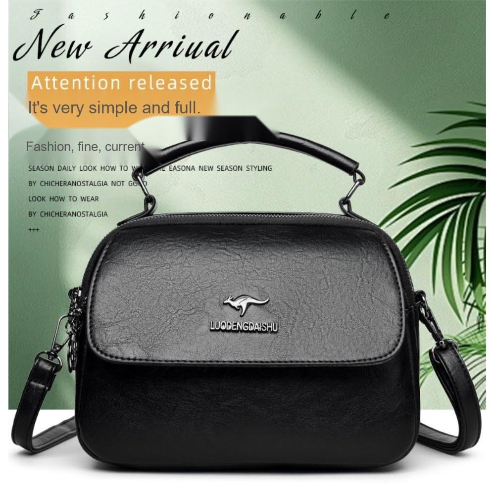 Women Multi Compartment Soft Faux Leather Handbag with Detachable Crossbody Strap for Daily Commute