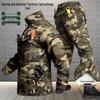 Men's Camouflage Workwear Set: Elastic, Anti-Scald, Wear-Resistant for Spring/Autumn - Ideal for Auto Repair & Welding.