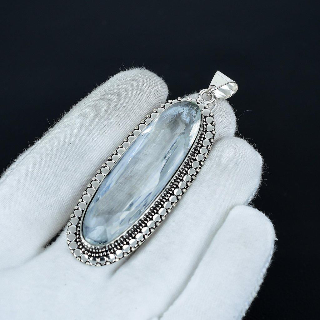 Hänge med vit topas, Hänge i 925 sterlingsilver, Handgjort silverhänge, Antikt hänge, Hänge med ädelstenen vit topas, Festklädergåva