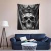 Gothic Skull Tapestry Crown And Skull On A Black Tapestries Fantasy Wall Tapestry Hanging for Bedroom Home Decor 50x61in