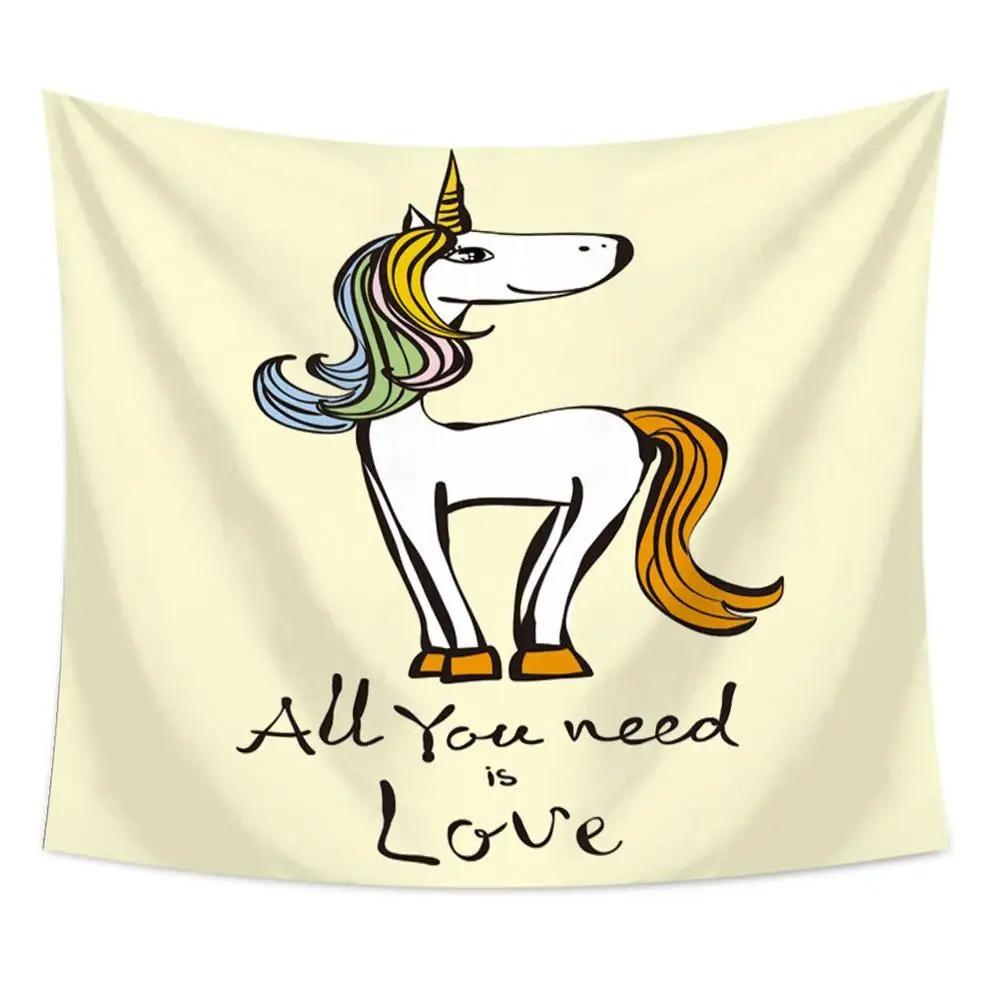 Cartoon Unicorn Print Tapestry Office Living Room Tapestry Home Wall Decoration Tapestry