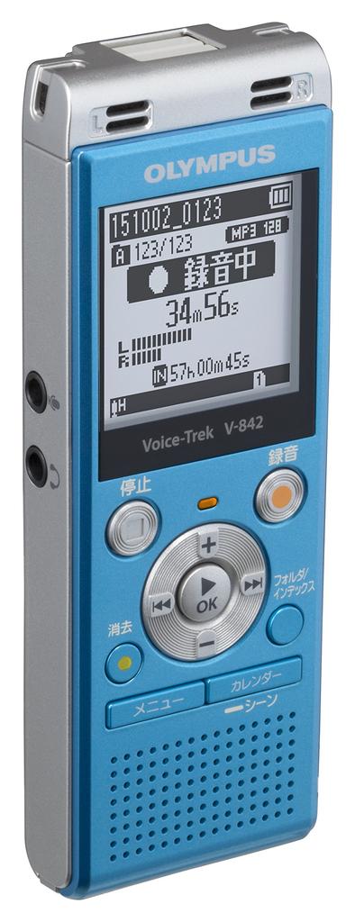 OLYMPUS VoiceTrek IC MicroSD Blue Recorder, 4GB, Compatible, V-842,