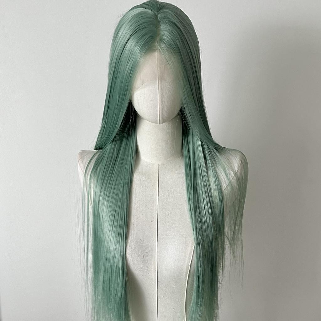 Peruka Ashely Platynowy Blond 26 cali 13x4 Koronkowa Peruka z Przodu Długa Prosta Syntetyczna Koronkowa Peruka Włókna Wysokotemperaturowe do Cosplay