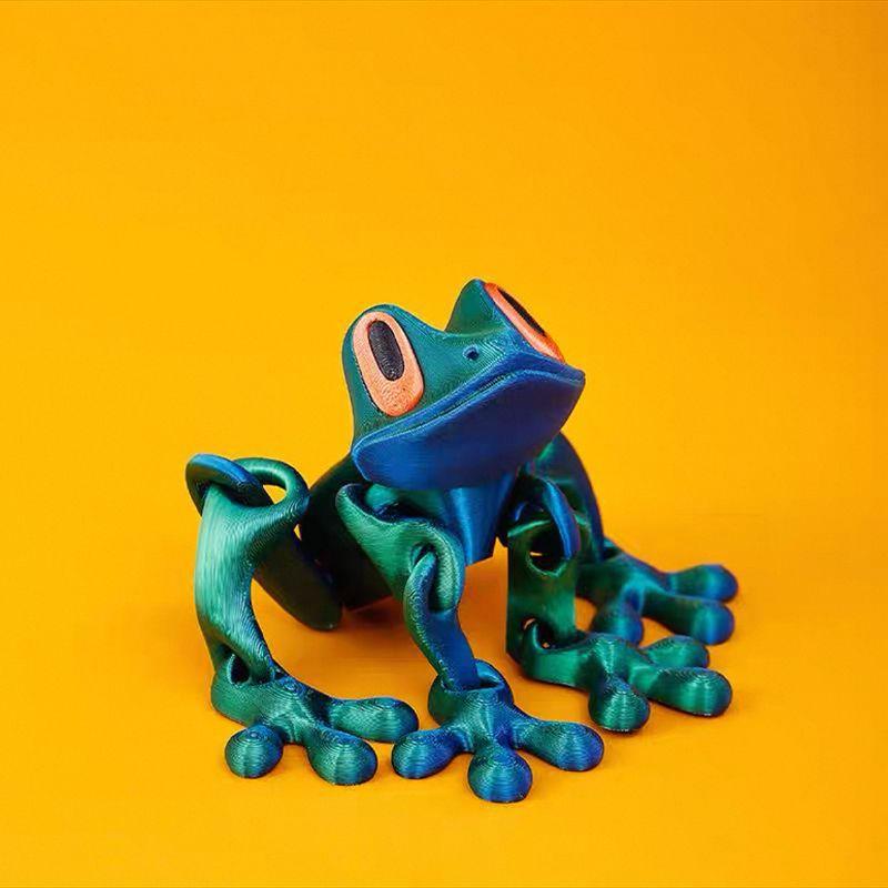 

3D Printed Frog Ornament Joints Movable Magnetic Model Creative Simulation Animal Figurine Desktop Frogs Handicraft Decoration 12cm