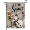 Winter Garden Flags for Outside Decoration, Grey Let It Snow Snowman Small Yard Flag, Xmas Seasonal Farmhouse Christmas Holiday Outdoor Decor Vertica