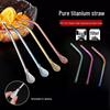 Crystal Clear Titanium Straw with Spoon - Reusable for Drinks
