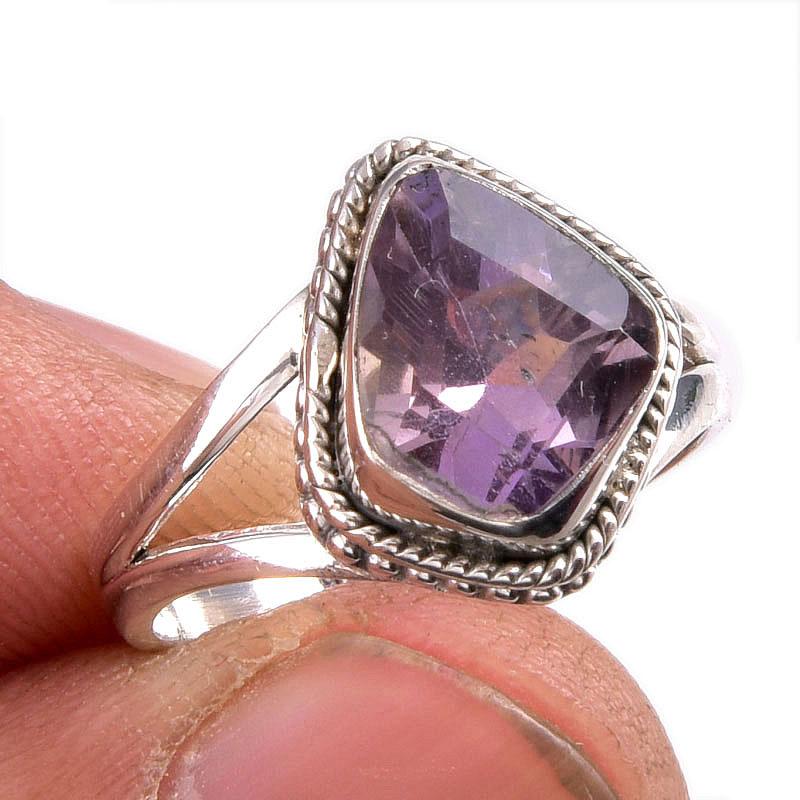 

Natural Pink Amethyst Gemstone 925 Solid Sterling Silver Jewelry Ring S.6 N1B55