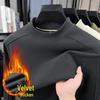 Men's Warm Self-Heating Fleece Hoodie - New Style, Half-High Collar, Long Sleeve, Skin-Friendly, Solid Color, Versatile Base Layer.
