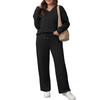 Tenues deux pièces pour femmes Décontractées Automne Tenues d'intérieur Sweatshirts Manches longues Col en V Pantalons larges Ensembles assortis
