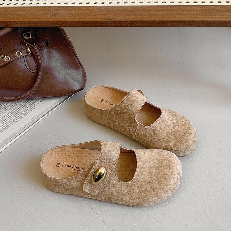 Baotou one foot and half slippers women's summer 2025 new casual little golden bean Birken thick bottom outer wear sandals women
