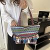 Large Capacity Ethnic Style Fashion Elegant Handbag 2024 Autumn New Style Shoulder Bag for Women Commuter Tote Clutch Purse