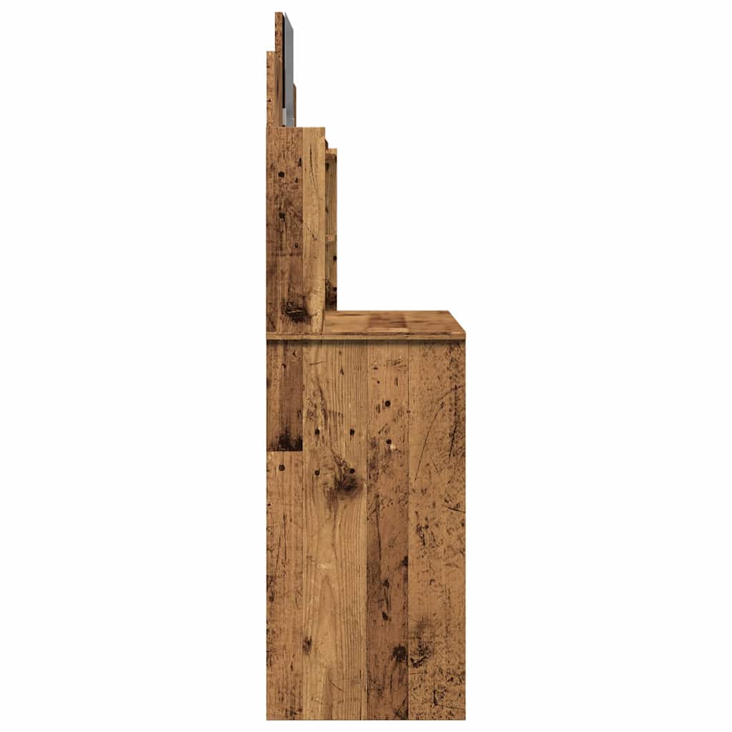 Makeup Table with Mirror Rustic Wood Look 96 x 39 x 142 cm