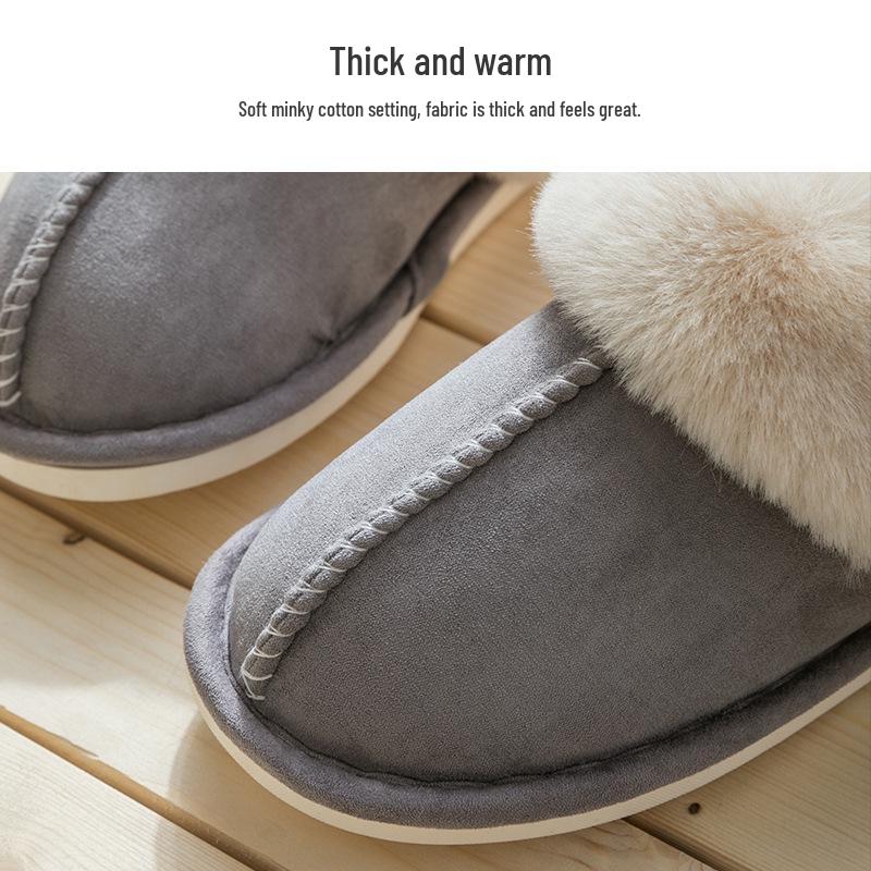 2023 Suede Cotton Slippers: Warm, Thick Wool for Men & Women, Ideal for Autumn & Winter
