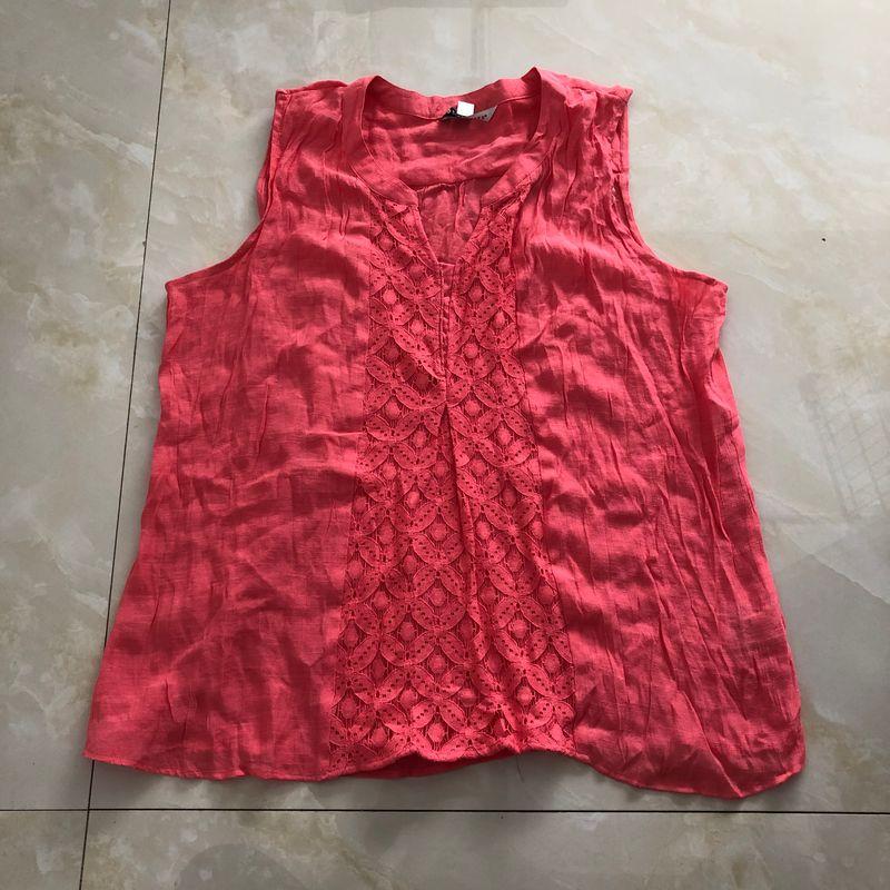 

Young New Fashion V Neck Pullover Sleeveless Shirt Peach (paragraph B) B- 1-22-2 L